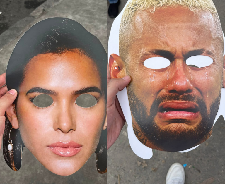 Torcida do Vasco usa máscaras de Bruna Marquezine para provocar Neymar Jr.