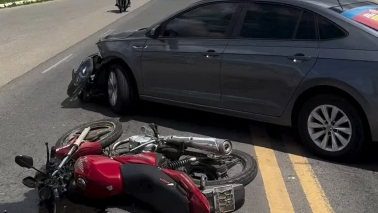 Acidente na BR 101 deixa motociclista ferido e trânsito lento em Santo Antônio de Jesus