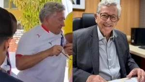 Vira folha? Torcedor declarado do Vitória, Caetano veste camisa de time rival e gera polêmica entre os internautas