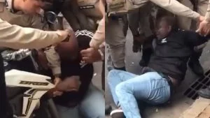 Homem se desespera após ter moto apreendida e é imobilizado pela PM na Avenida Sete; veja vídeo