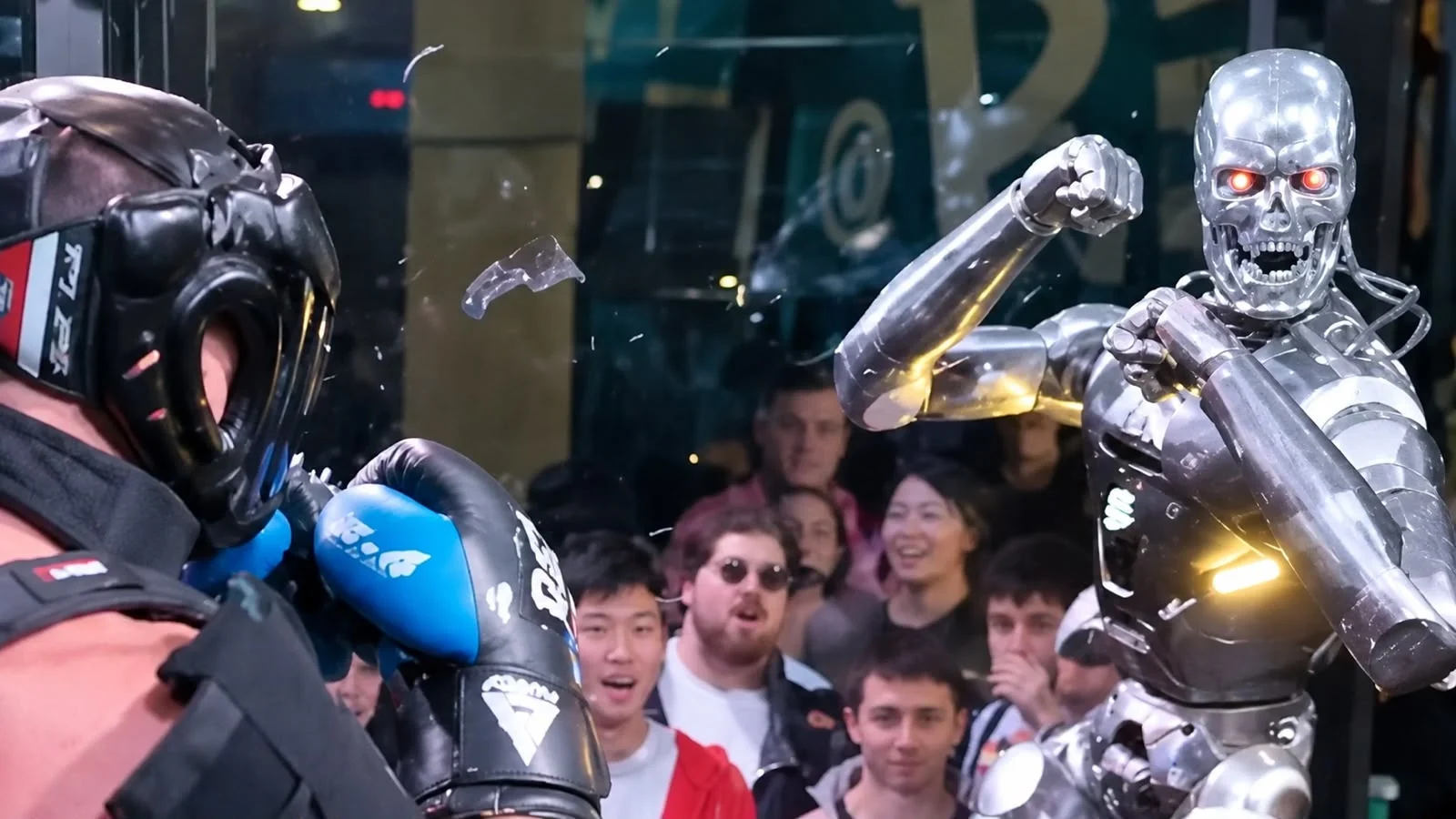 Influenciador troca socos e chutes contra robô “Exterminador” e combate viraliza nas redes sociais