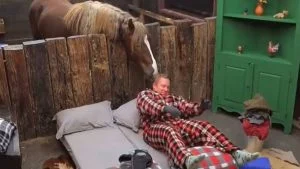 Égua lambe cabeça de ex ator da Globo durante reality A Fazenda e cena viraliza nas redes sociais; confira o vídeo