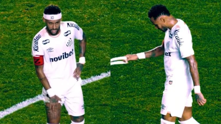 Neymar não retorna para jogo contra Palmeiras após sentir dores na coxa e momento chama atenção