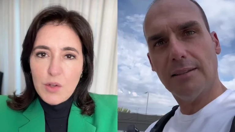 Simone Tebet reage após Eduardo Bolsonaro declarar que ela “se prostitui por cargo”