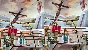 Chocante! Padre m*rre após cruz de madeira cair sobre sua cabeça durante missa transmitida ao vivo