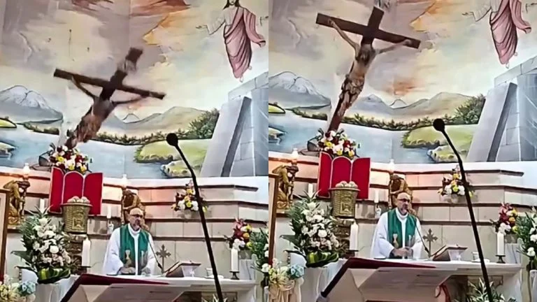 Chocante! Padre m*rre após cruz de madeira cair sobre sua cabeça durante missa transmitida ao vivo