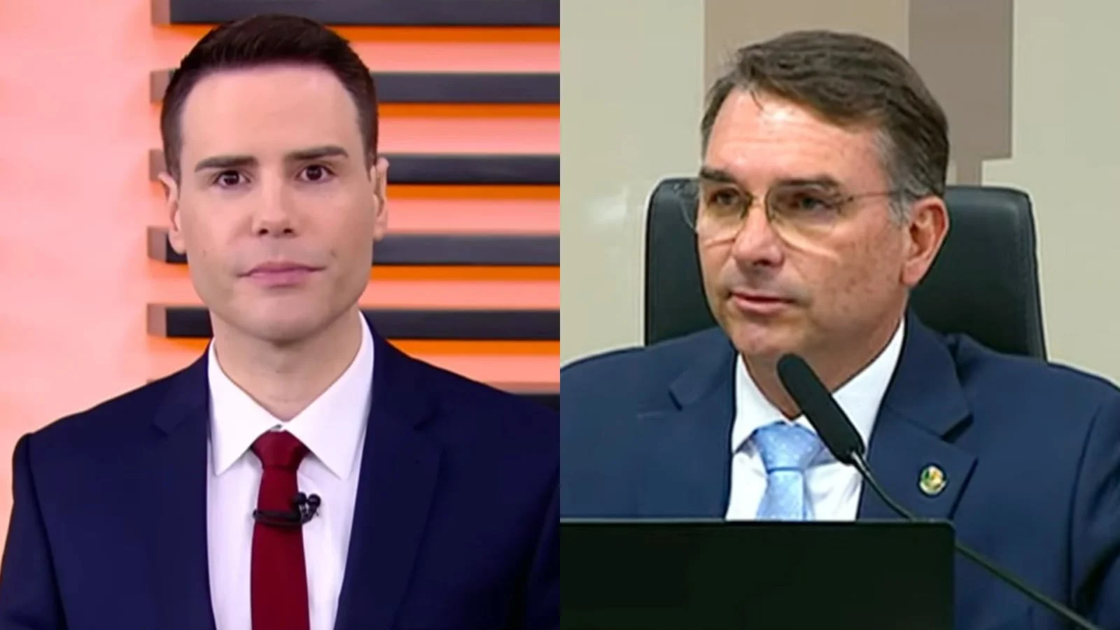 Apresentador Luiz Bacci se irrita e critica Flávio Bolsonaro: “foge do debate”